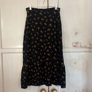 Ten Sixty Sherman Black Maxi Skirt with Yellow Floral Print